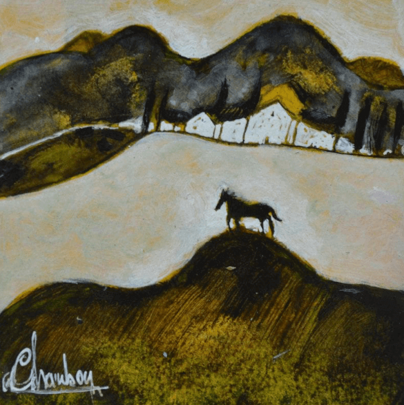 peinture de cheval carré d'artistes